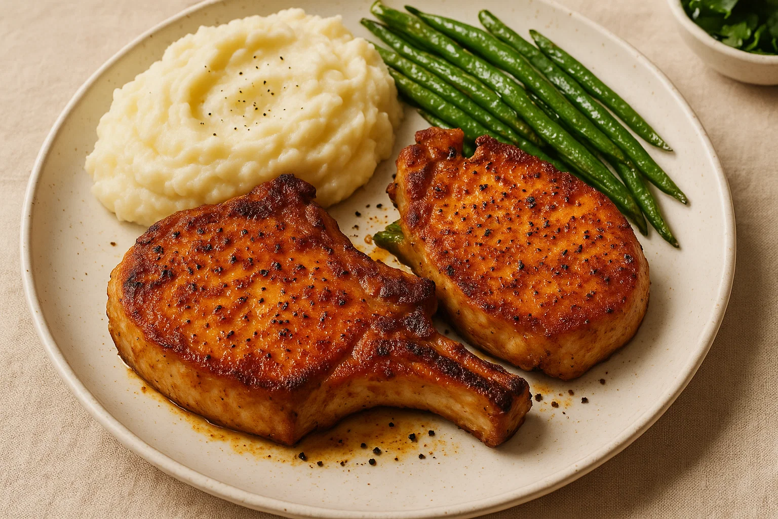 a recipe for pork chops(Classic American Favorite)