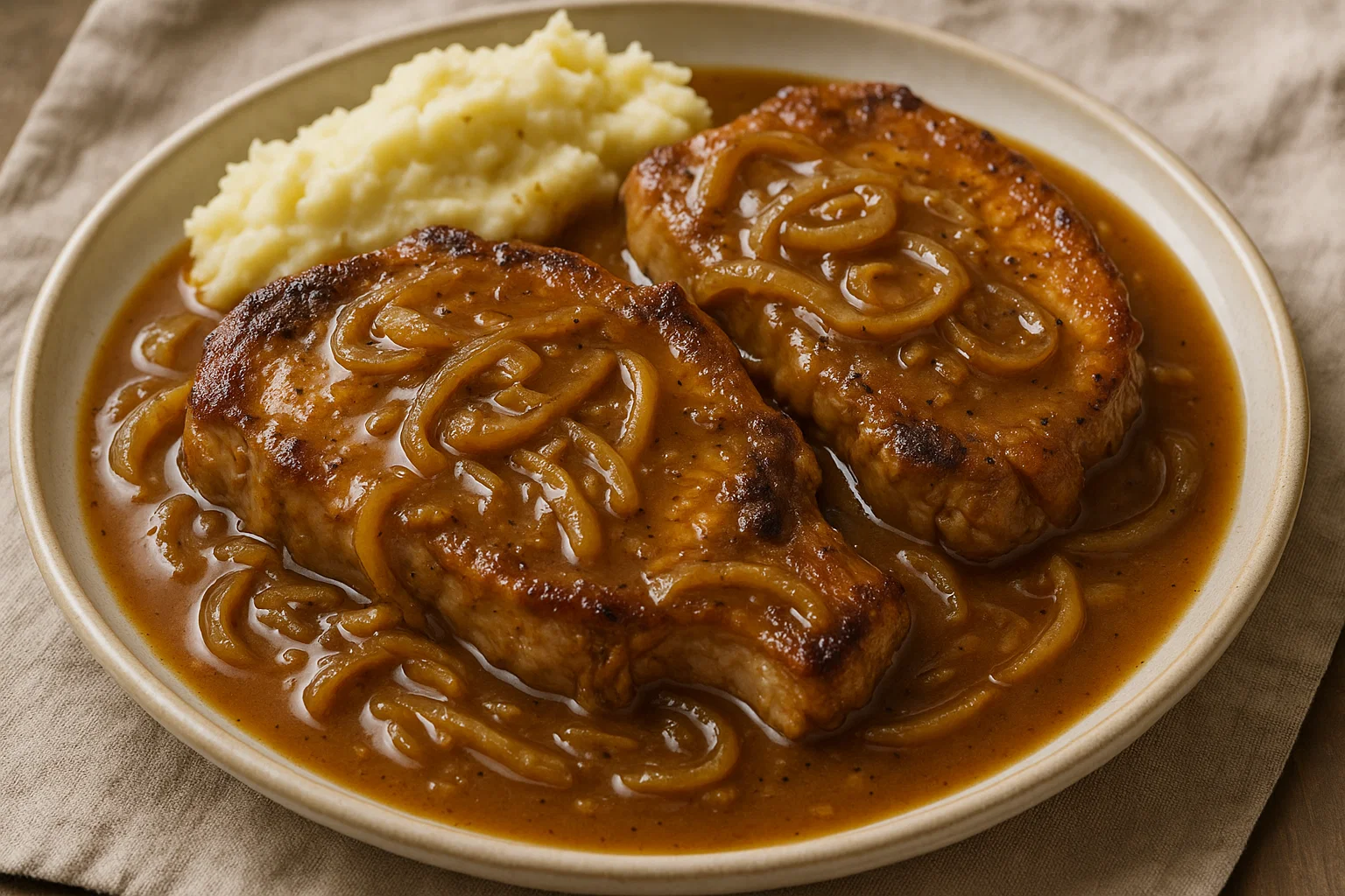 A recipe for smothered pork chops(Tender and Flavorful)
