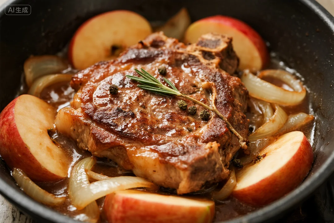 Succulent Apple Juice Braised Pork Chops